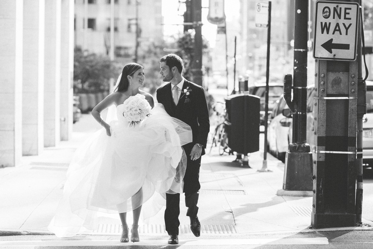 black and white wedding day photo