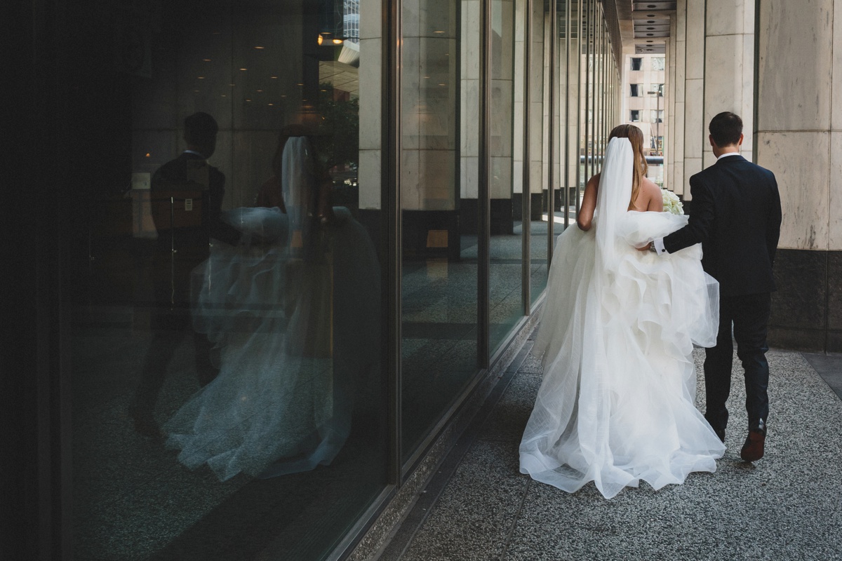 bride and groom walking