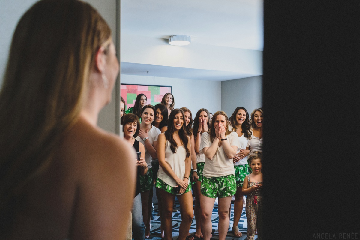 bridesmaids seeing bride for first time