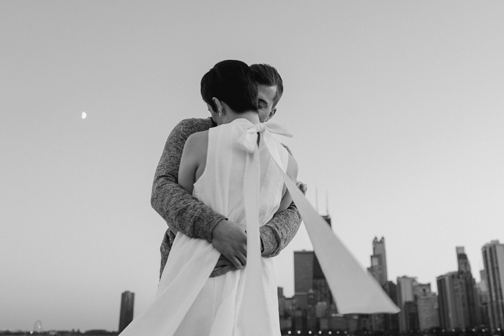 engagement photo on North Ave Beach in Chicago