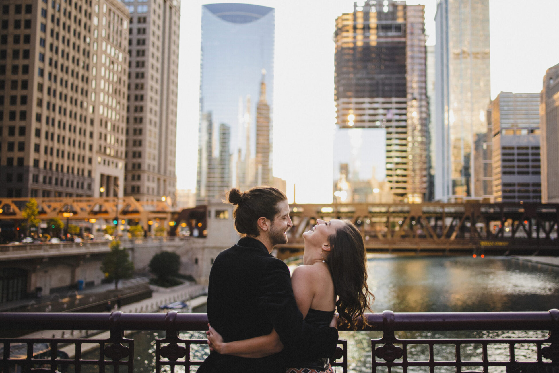 Chicago engagement session on the river